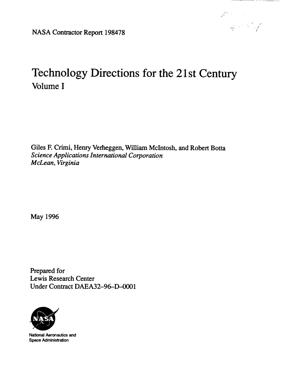 Technology Directions for the 21 St Century Volume I