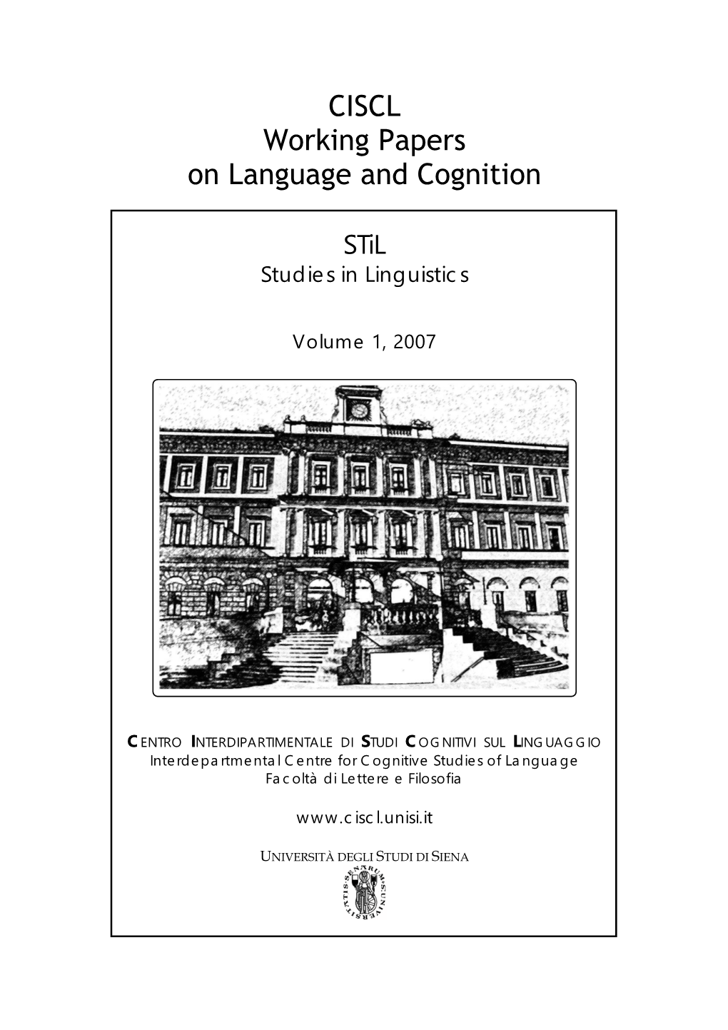 CISCL Working Papers on Language and Cognition