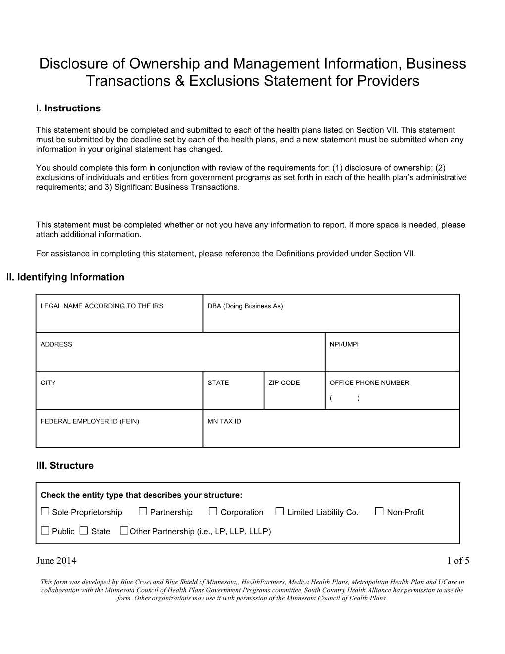 Disclosure of Ownership and Management Information, Business Transactionsexclusions Statement