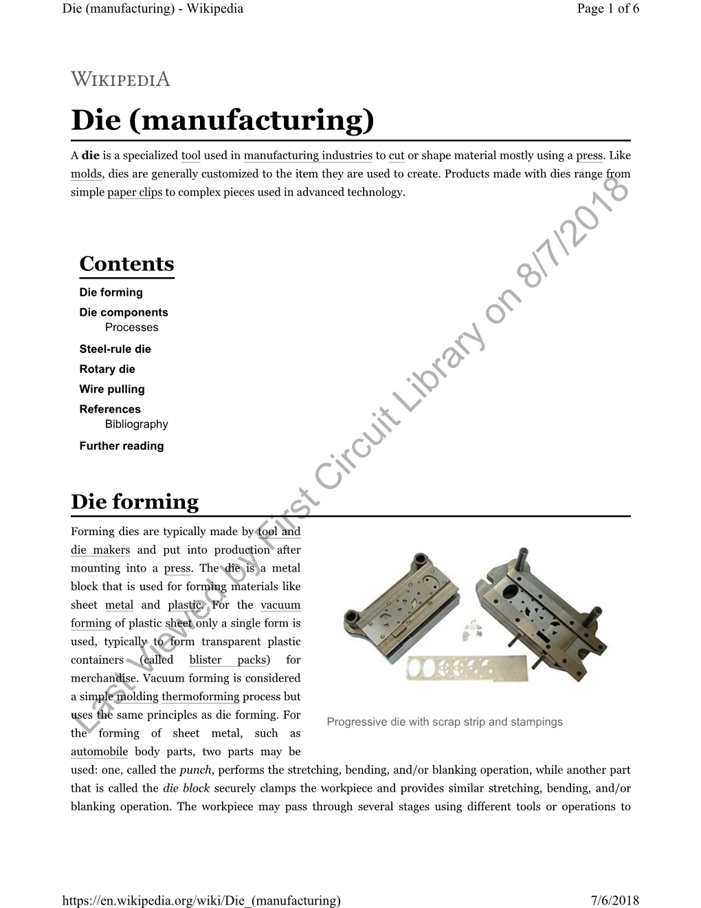 Die (Manufacturing) - Wikipedia Page 1 of 6