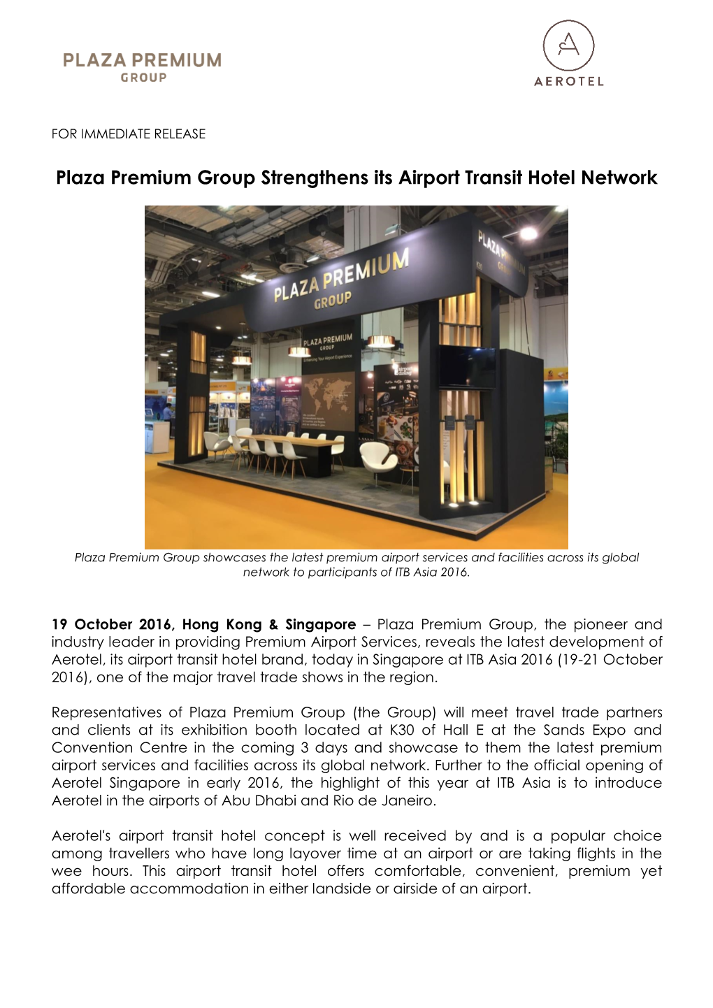Plaza Premium Group Strengthens Its Airport Transit Hotel Network