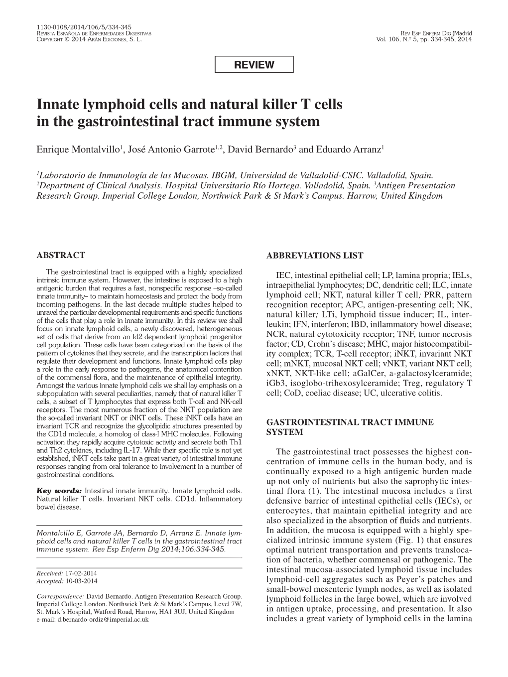 Innate Lymphoid Cells and Natural Killer T Cells in the Gastrointestinal Tract Immune System