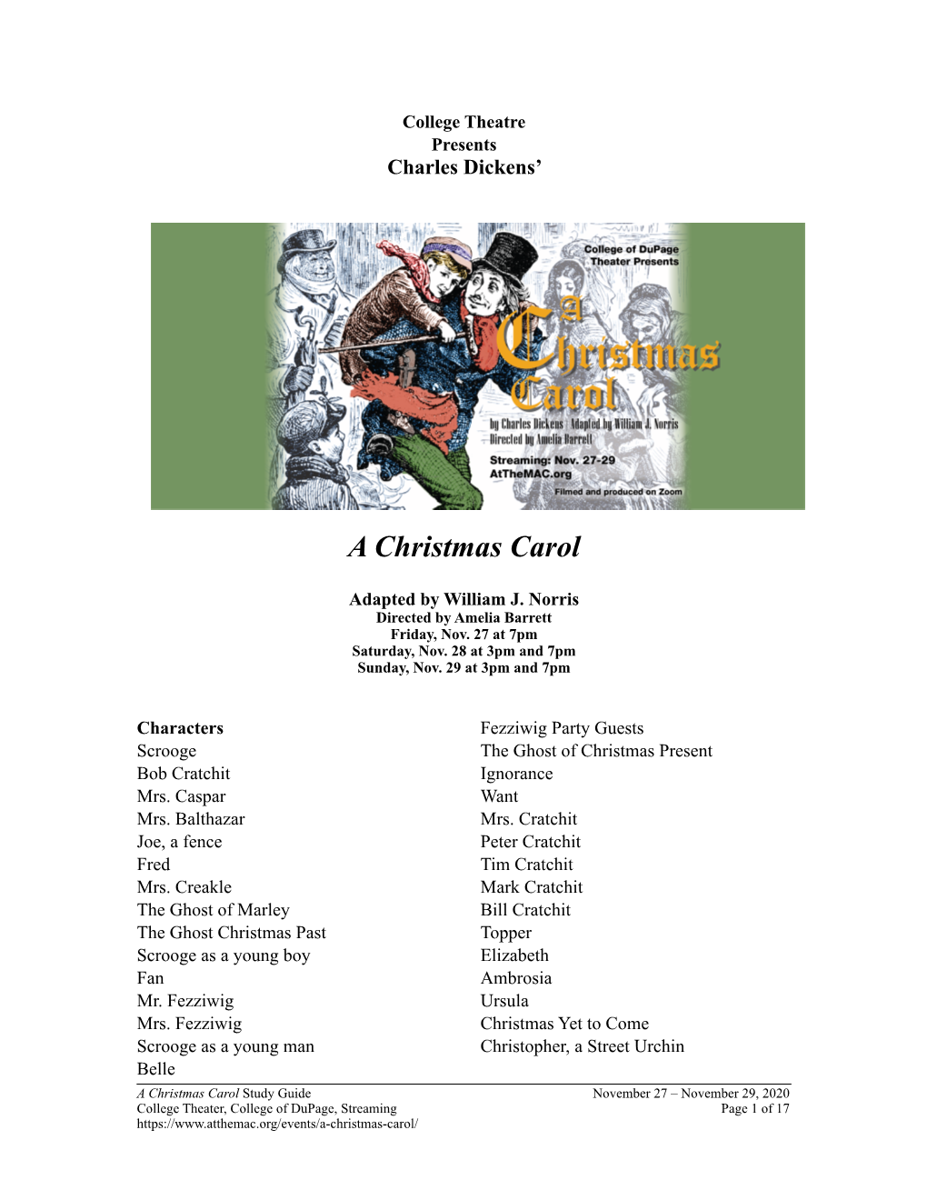 A Christmas Carol 2020 Study Guide