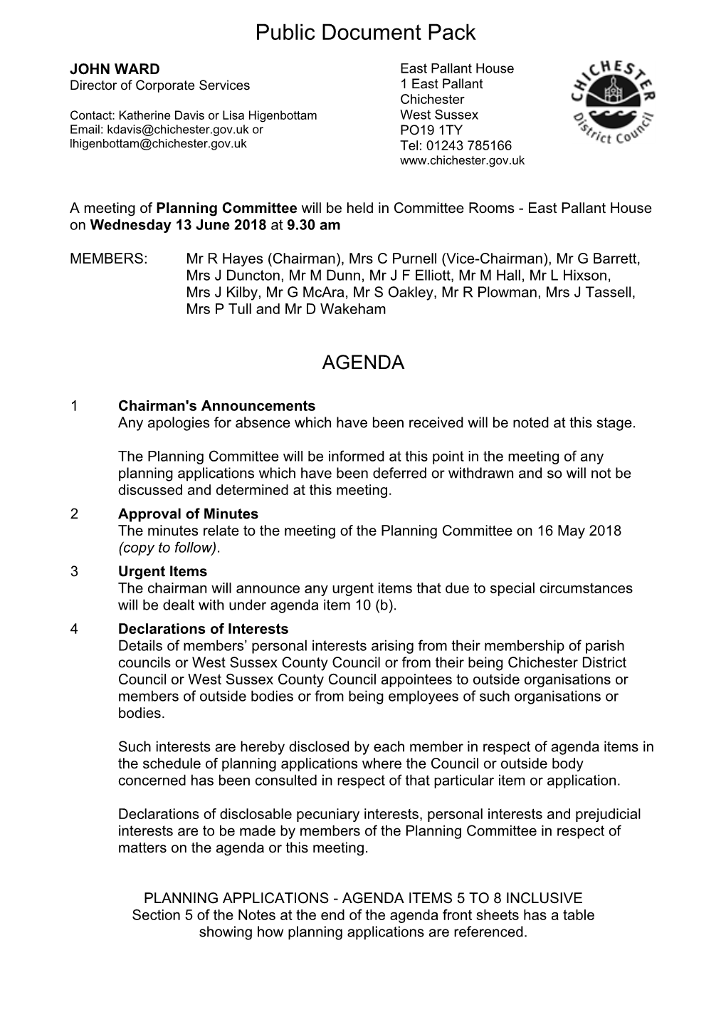 (Public Pack)Agenda Document for Planning Committee, 13/06/2018