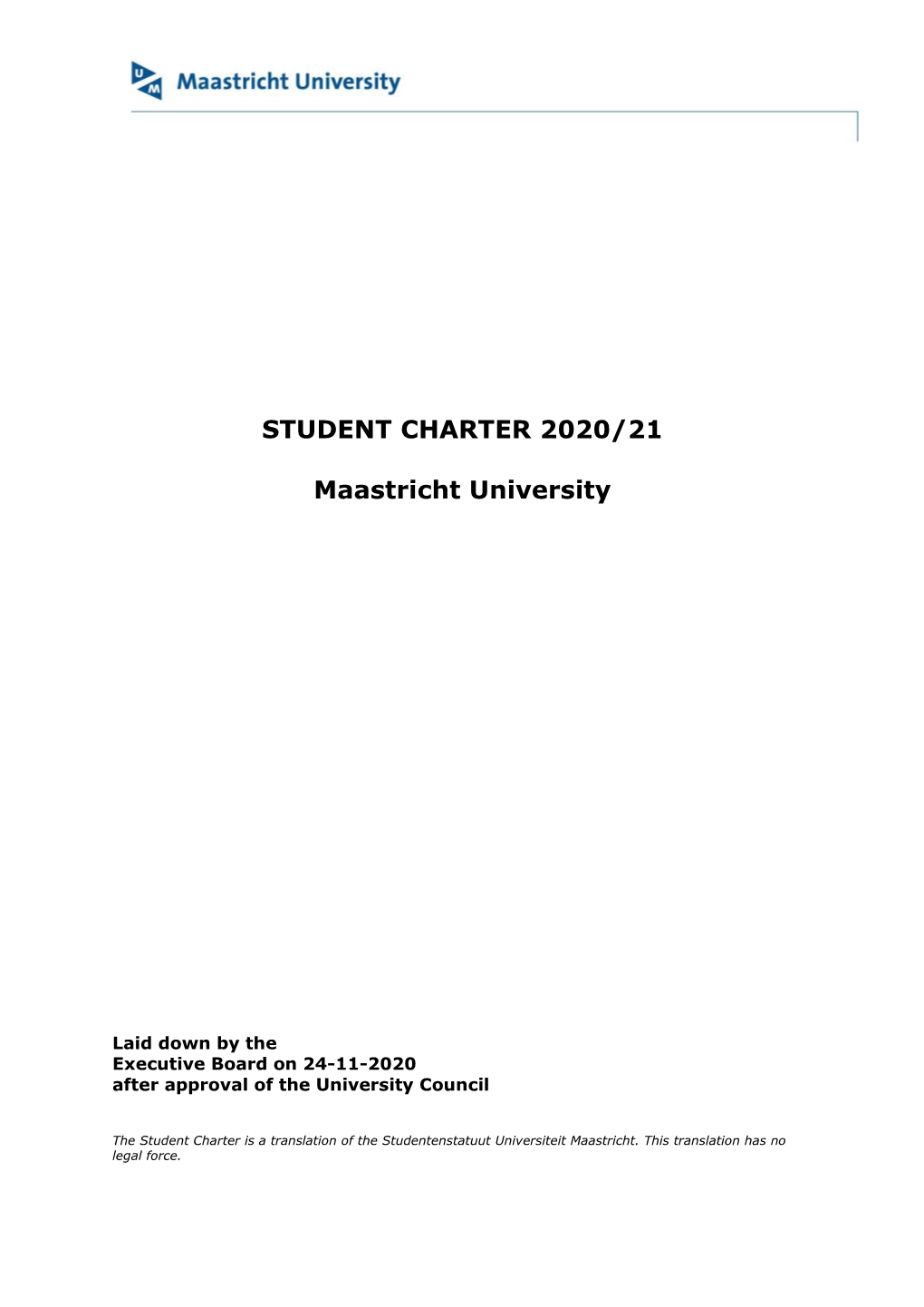 STUDENT CHARTER 2020/21 Maastricht University