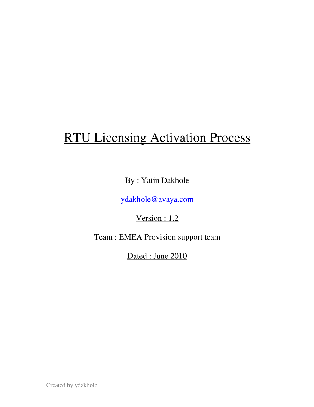 RTU Licensing Activation Process