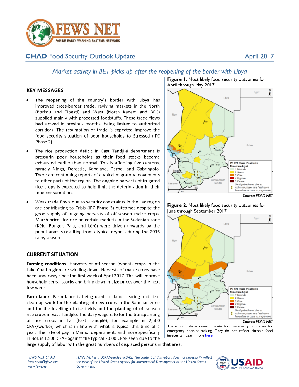 Chad Food Security Outlook Update for April 2017