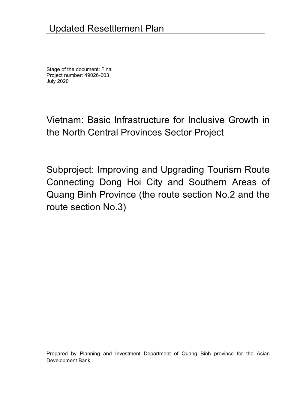 Updated Resettlement Plan Vietnam: Basic Infrastructure for Inclusive