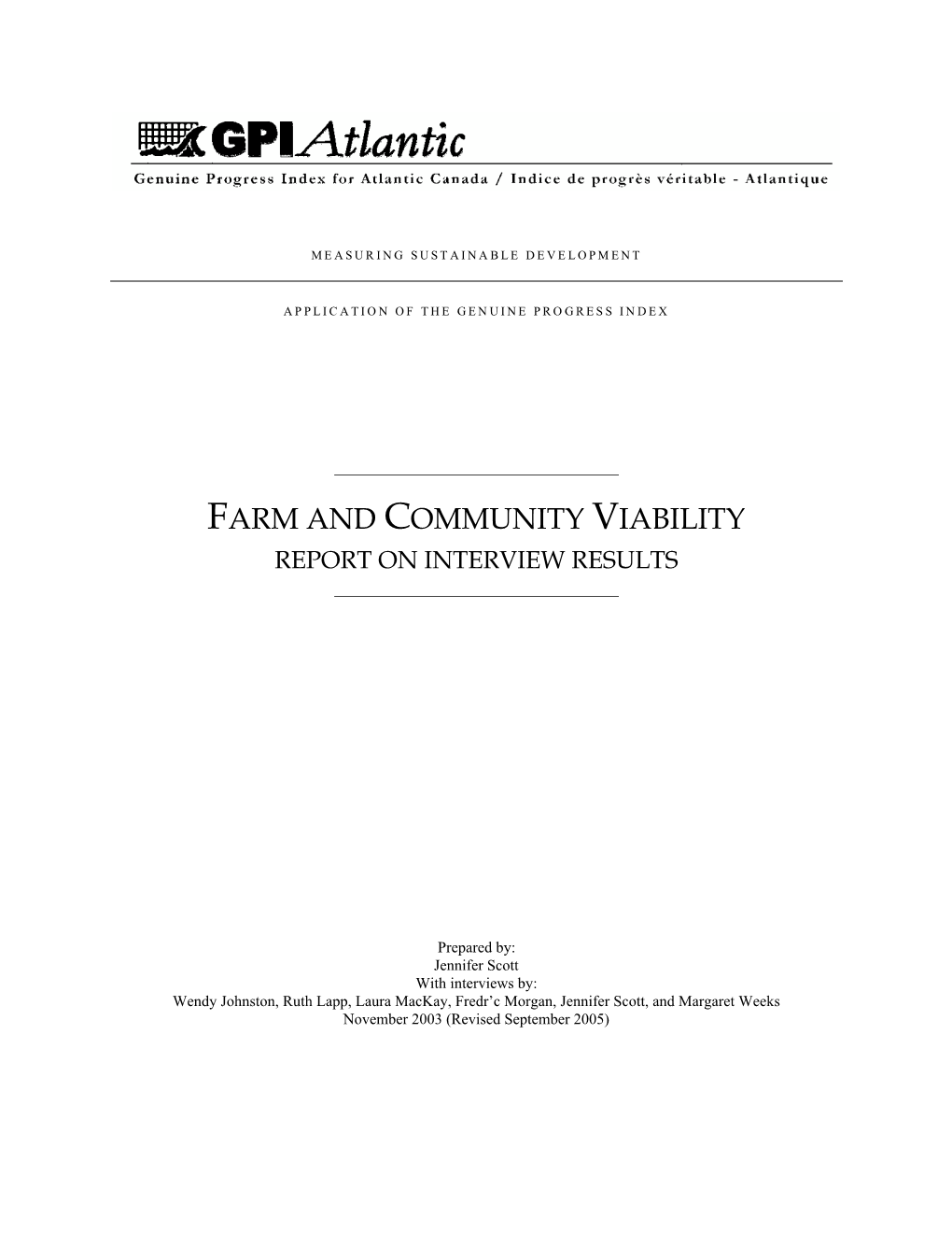 Farm and Community Viability Report on Interview Results