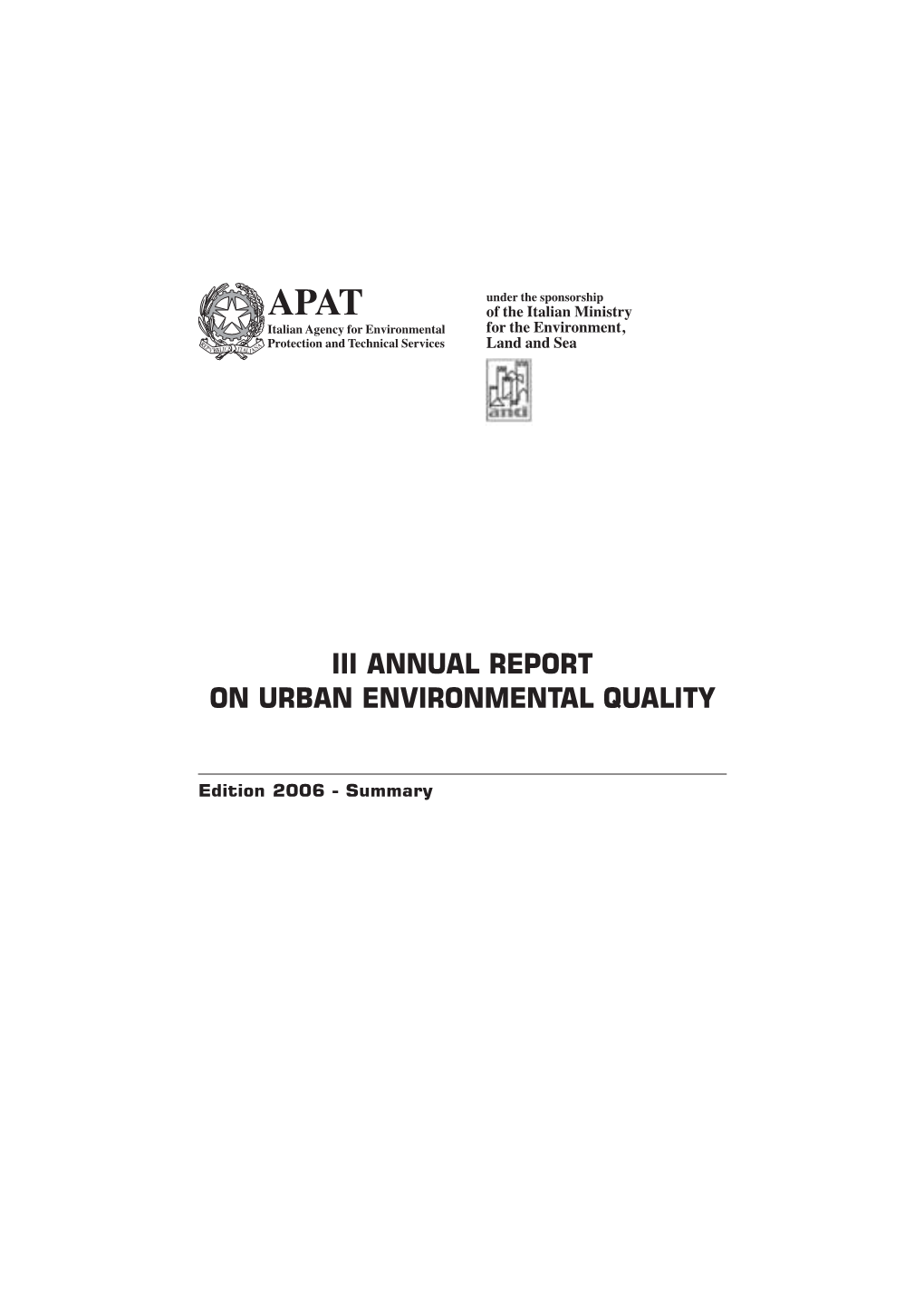 Iii Annual Report on Urban Environmental Quality