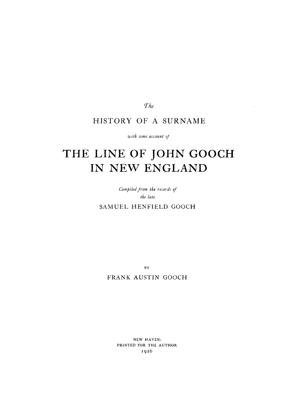 The Line of John Gooch in New England