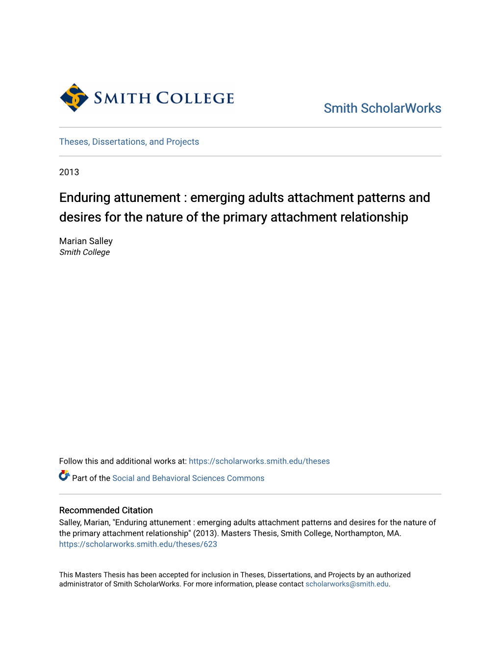 Emerging Adults Attachment Patterns and Desires for the Nature of the Primary Attachment Relationship