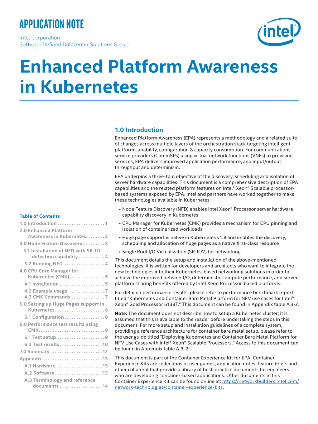 Enhanced Platform Awareness in Kubernetes