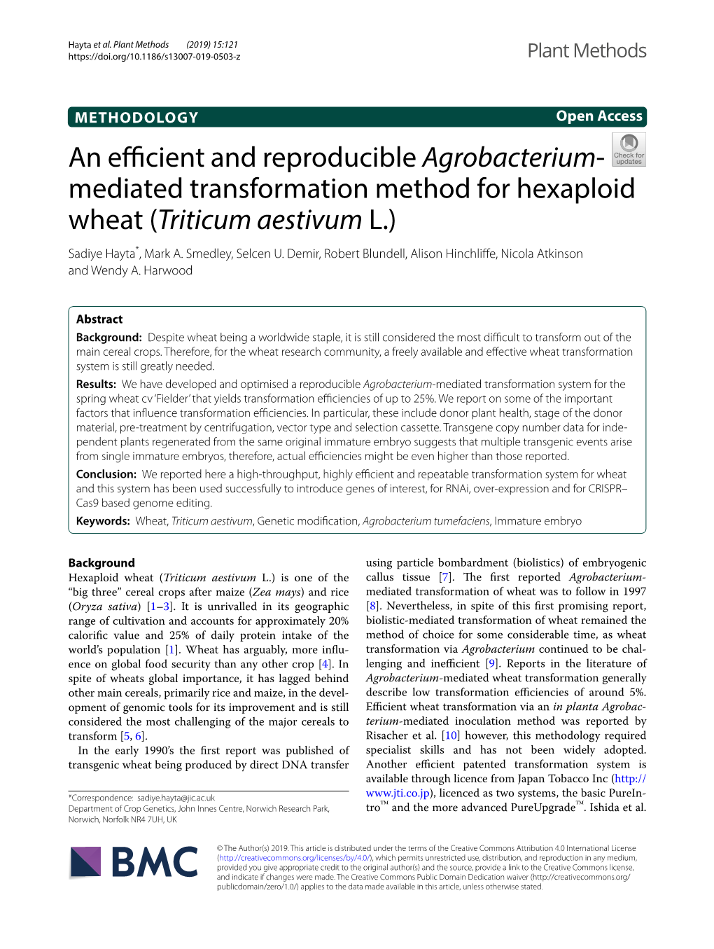 An Efficient and Reproducible Agrobacterium