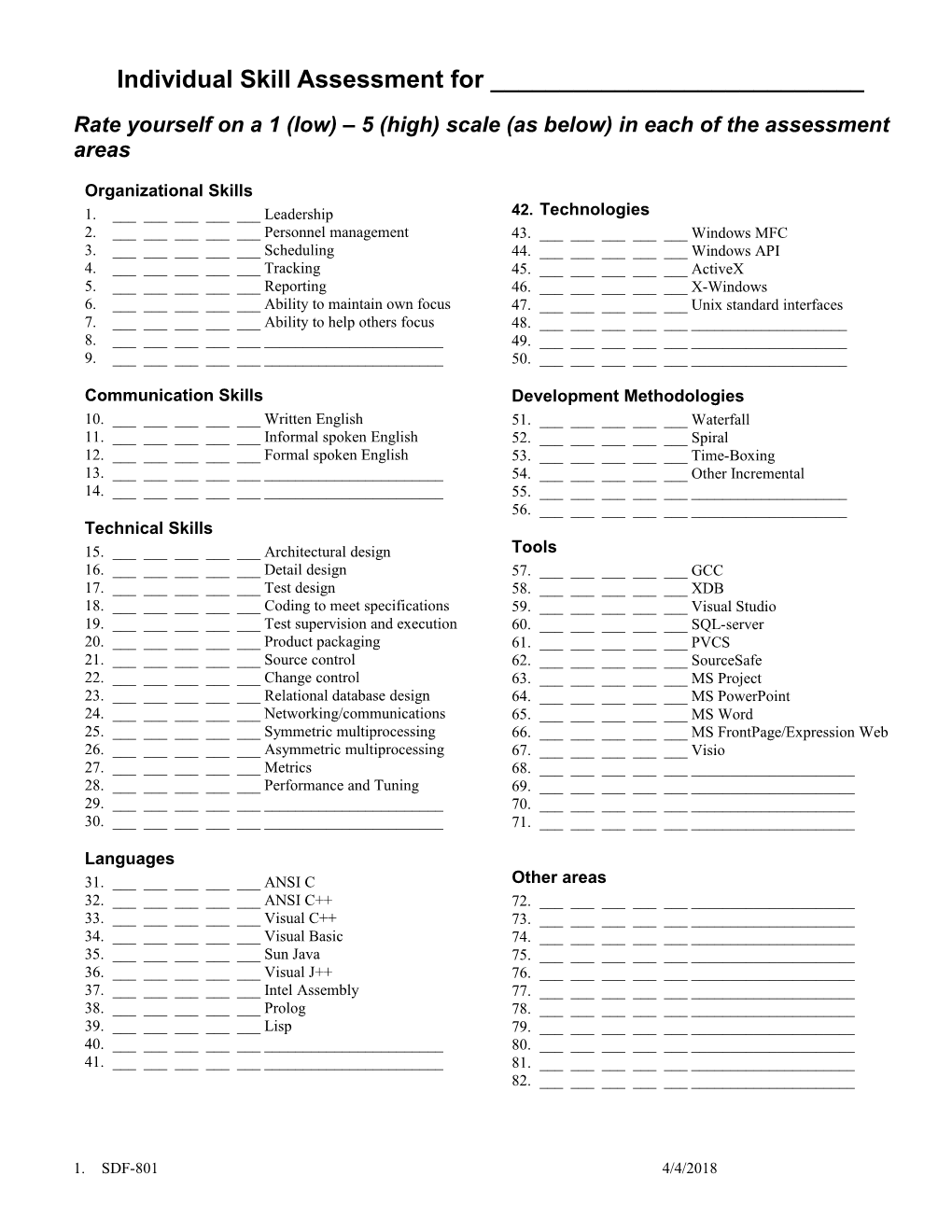 Individual Skill Assessment