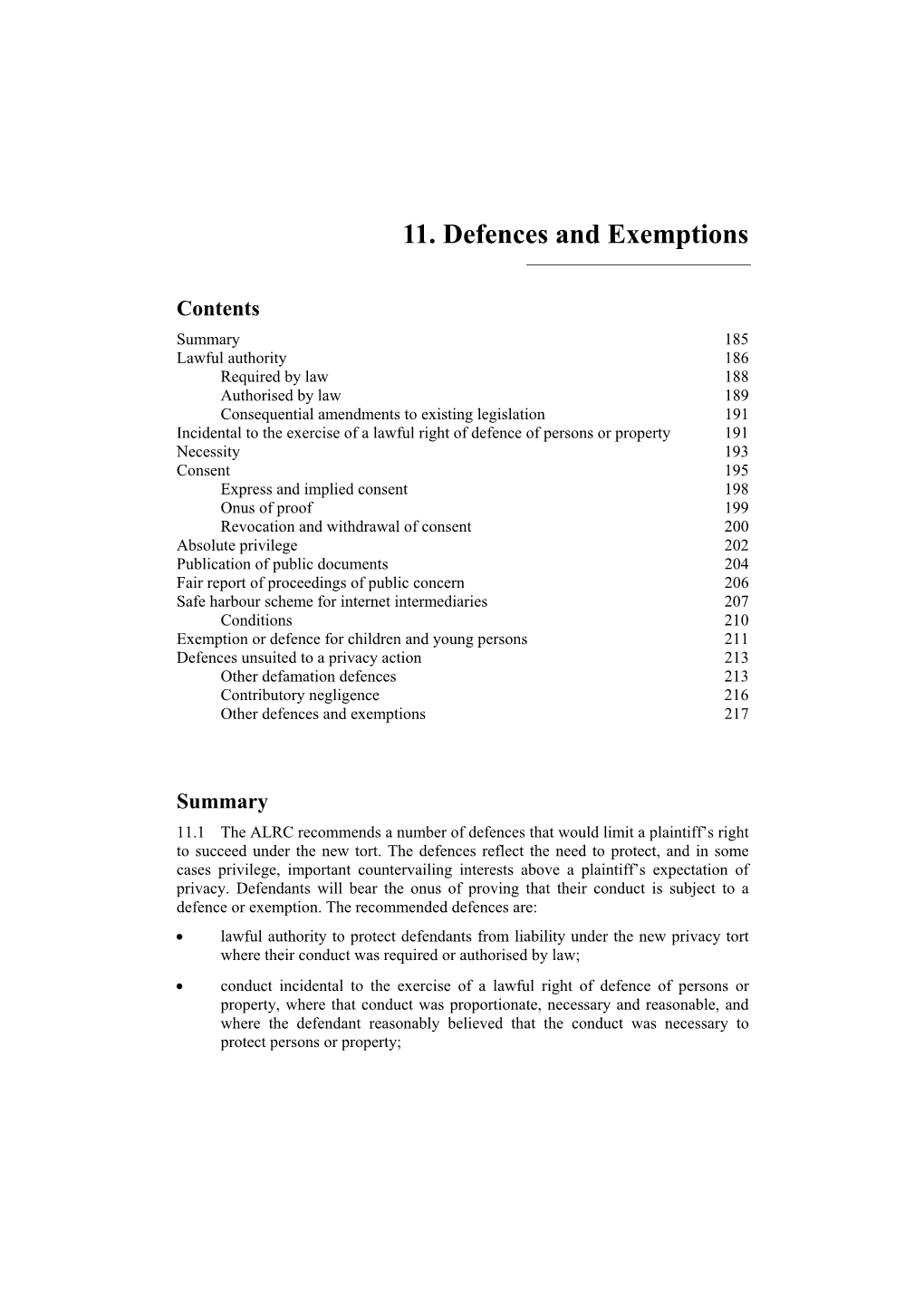 Defences and Exemptions In