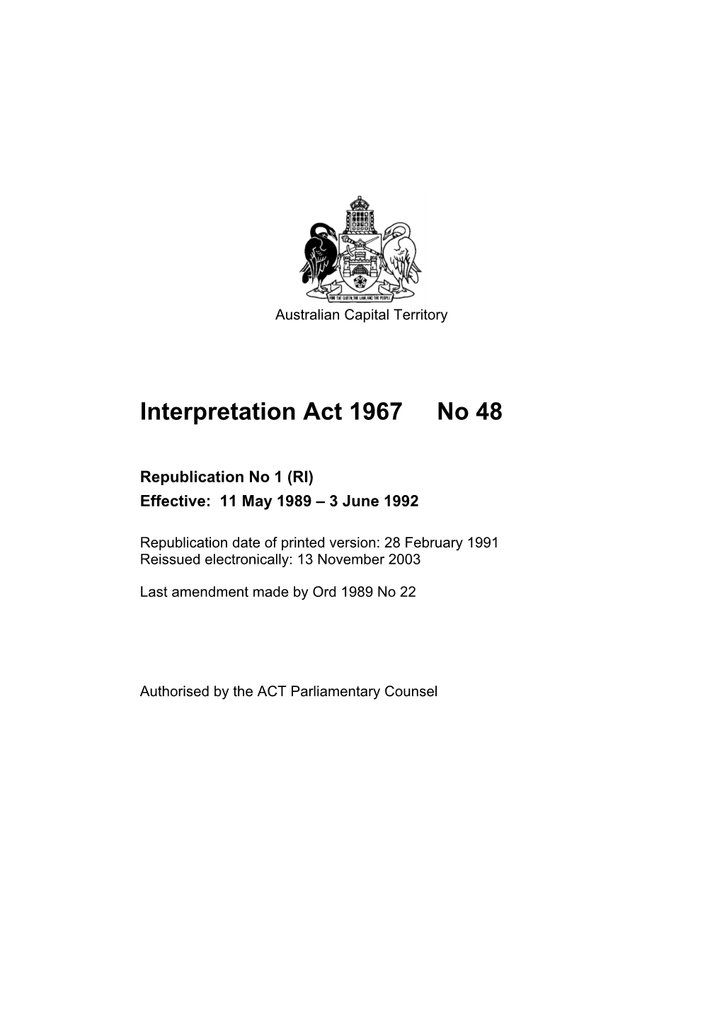 Interpretation Act 1967 No 48