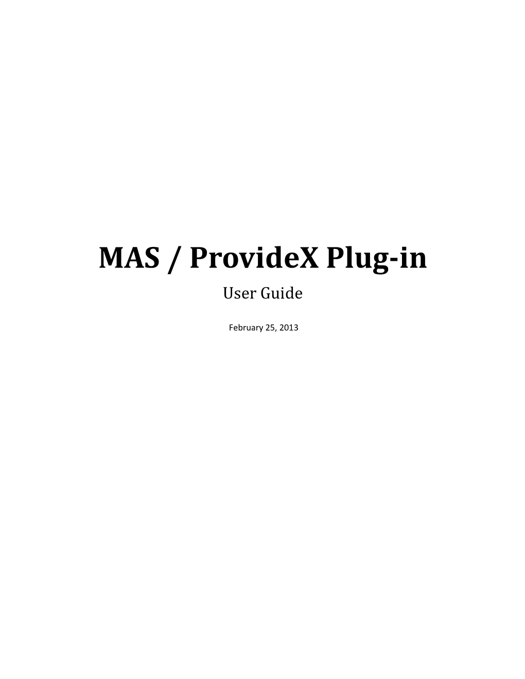 MAS / Providex Plug-In
