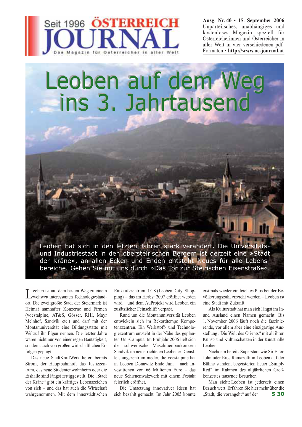 Leoben Auf Dem Weg Ins 3. Jahrtausend Leoben Auf Dem Weg Ins 3. Jahrtausend