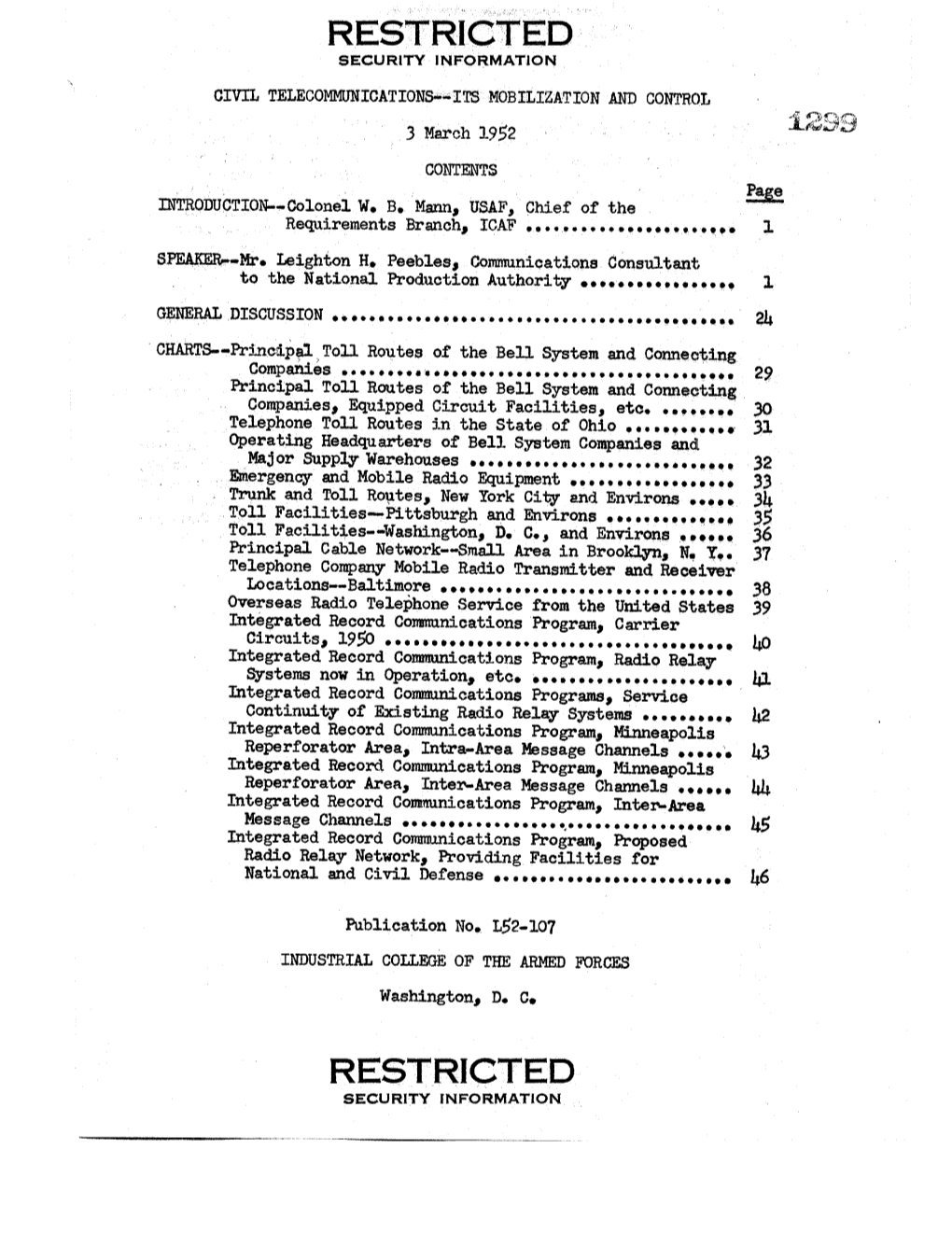 Civil Telecommunications--Its Mobilization and Control