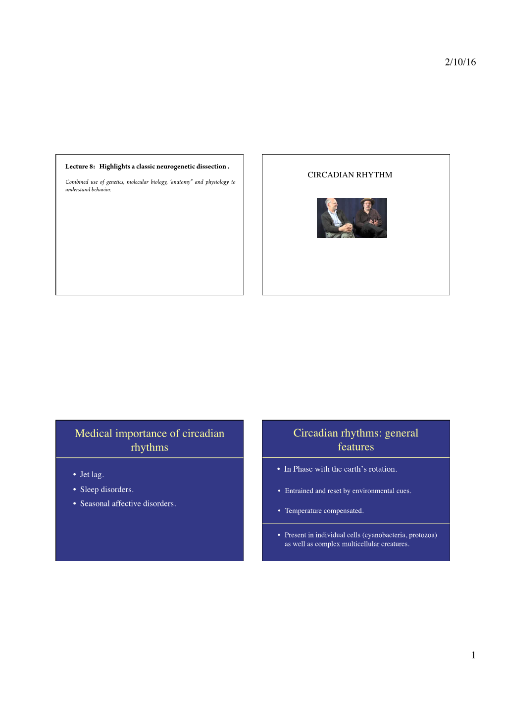 Medical Importance of Circadian Rhythms Circadian Rhythms: General