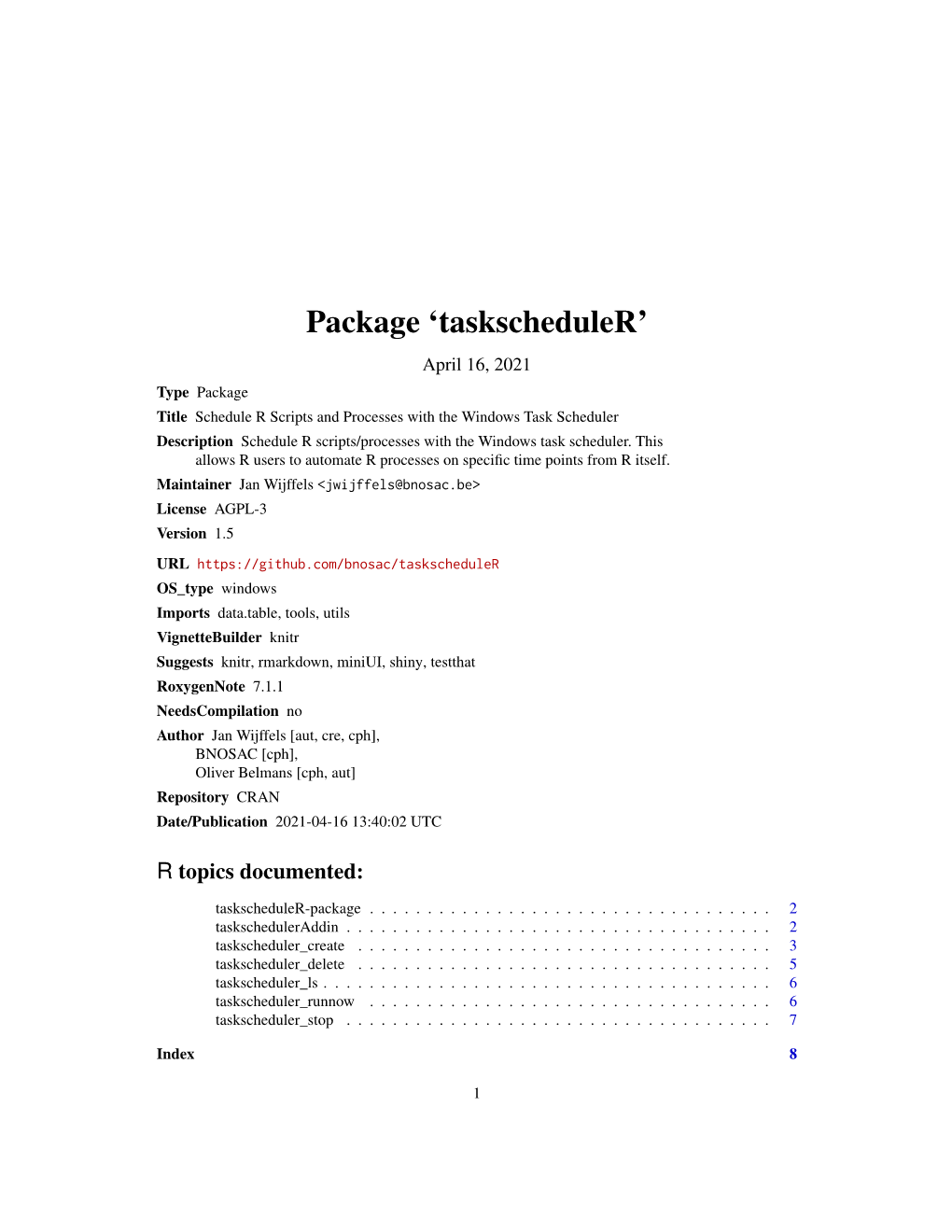 Package 'Taskscheduler'