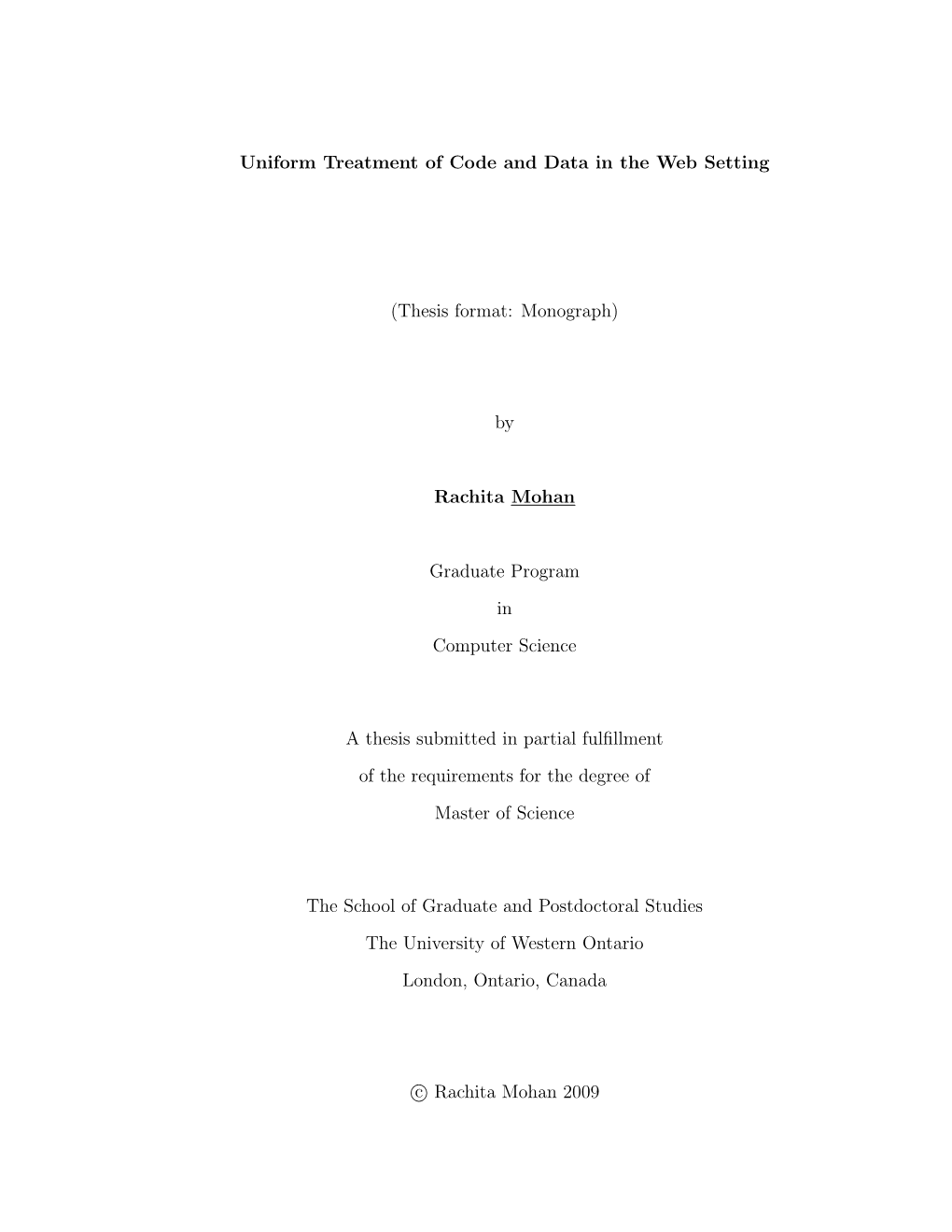 Uniform Treatment of Code and Data in the Web Setting (Thesis Format