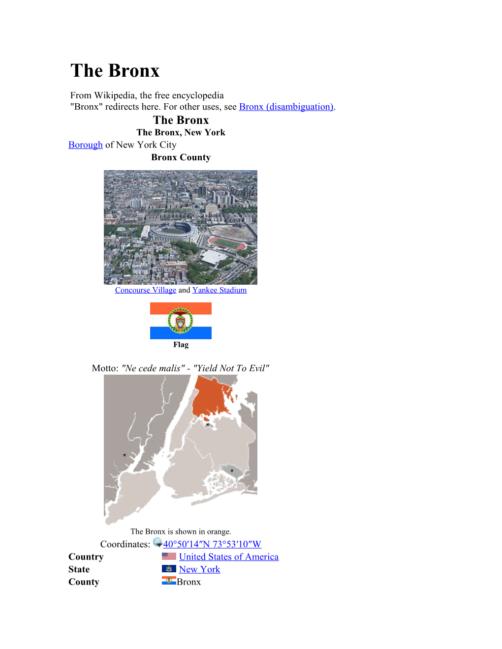 The Bronx from Wikipedia, the Free Encyclopedia 