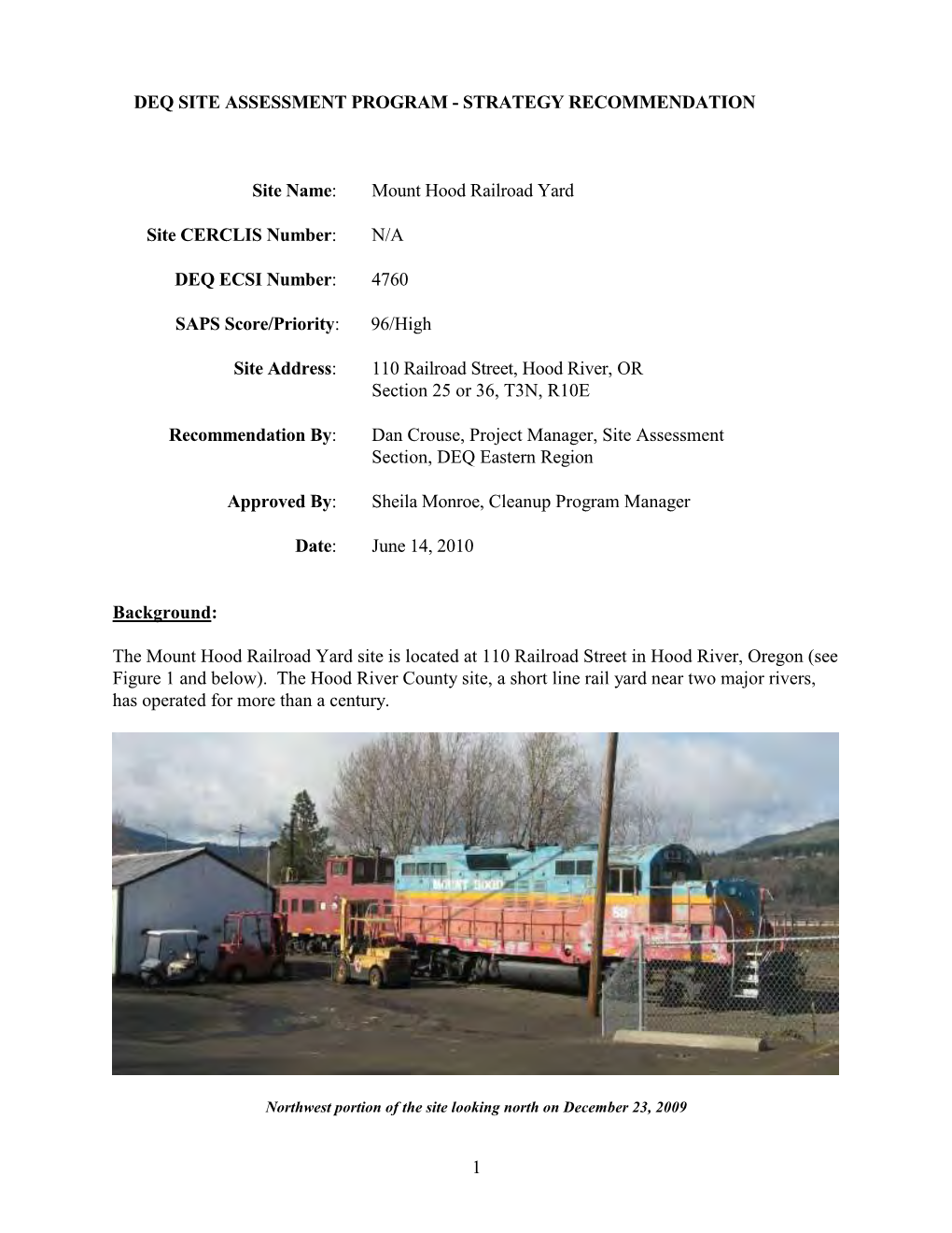 Deq Site Assessment Section