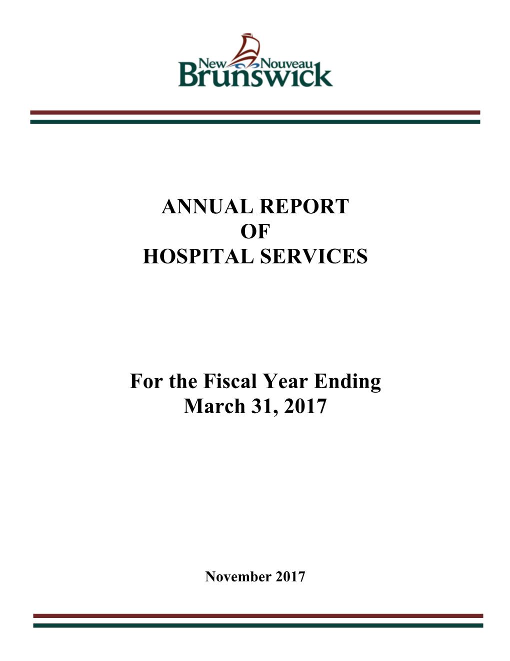 ANNUAL REPORT of HOSPITAL SERVICES for the Fiscal Year