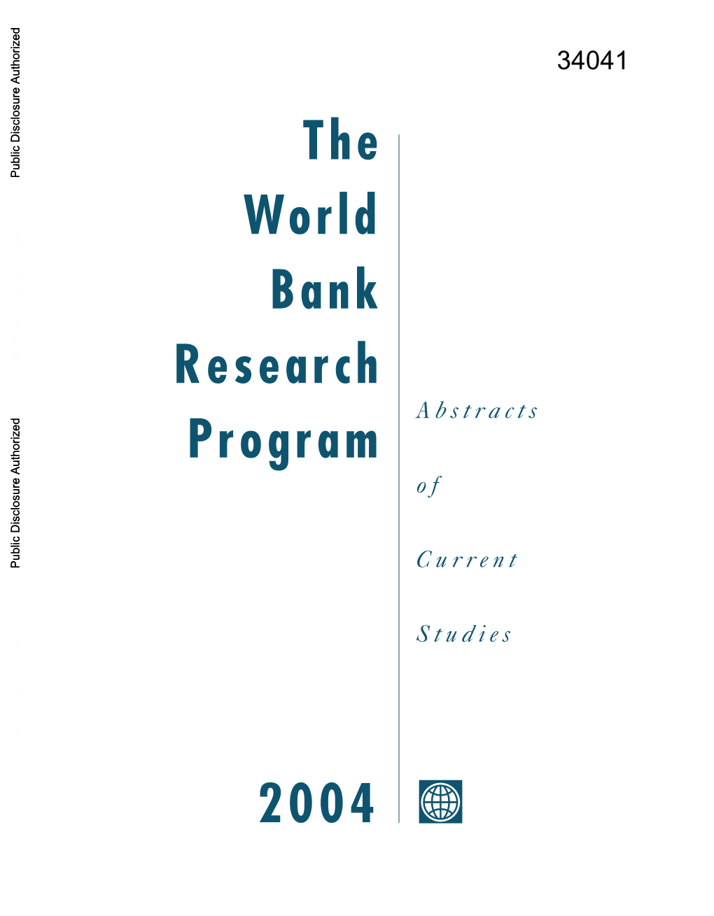 The World Bank Research Program 2004