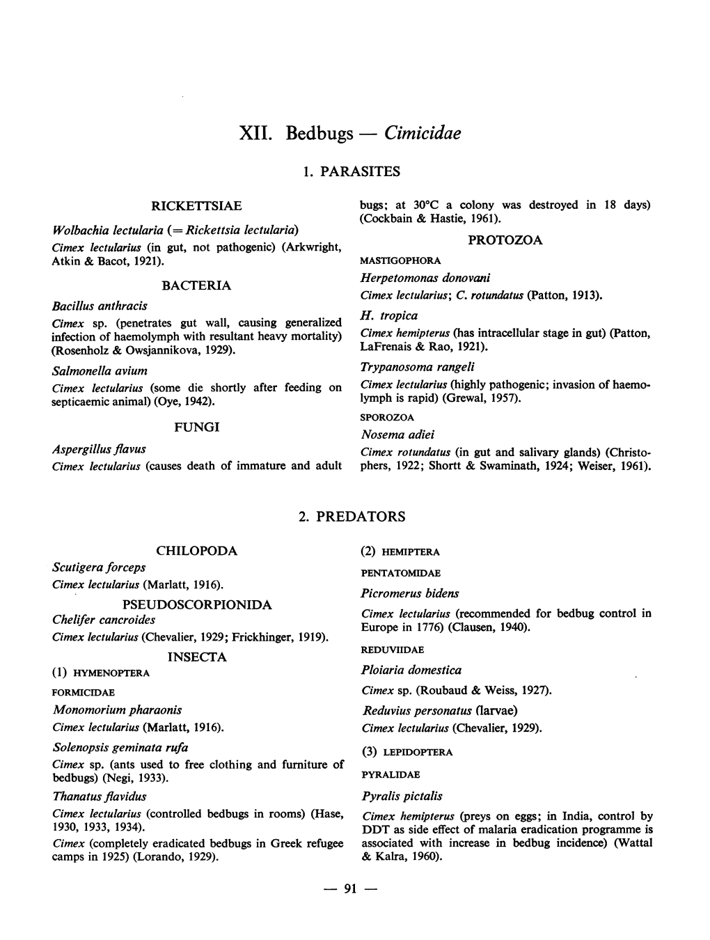 XII. Bedbugs - Cimicidae