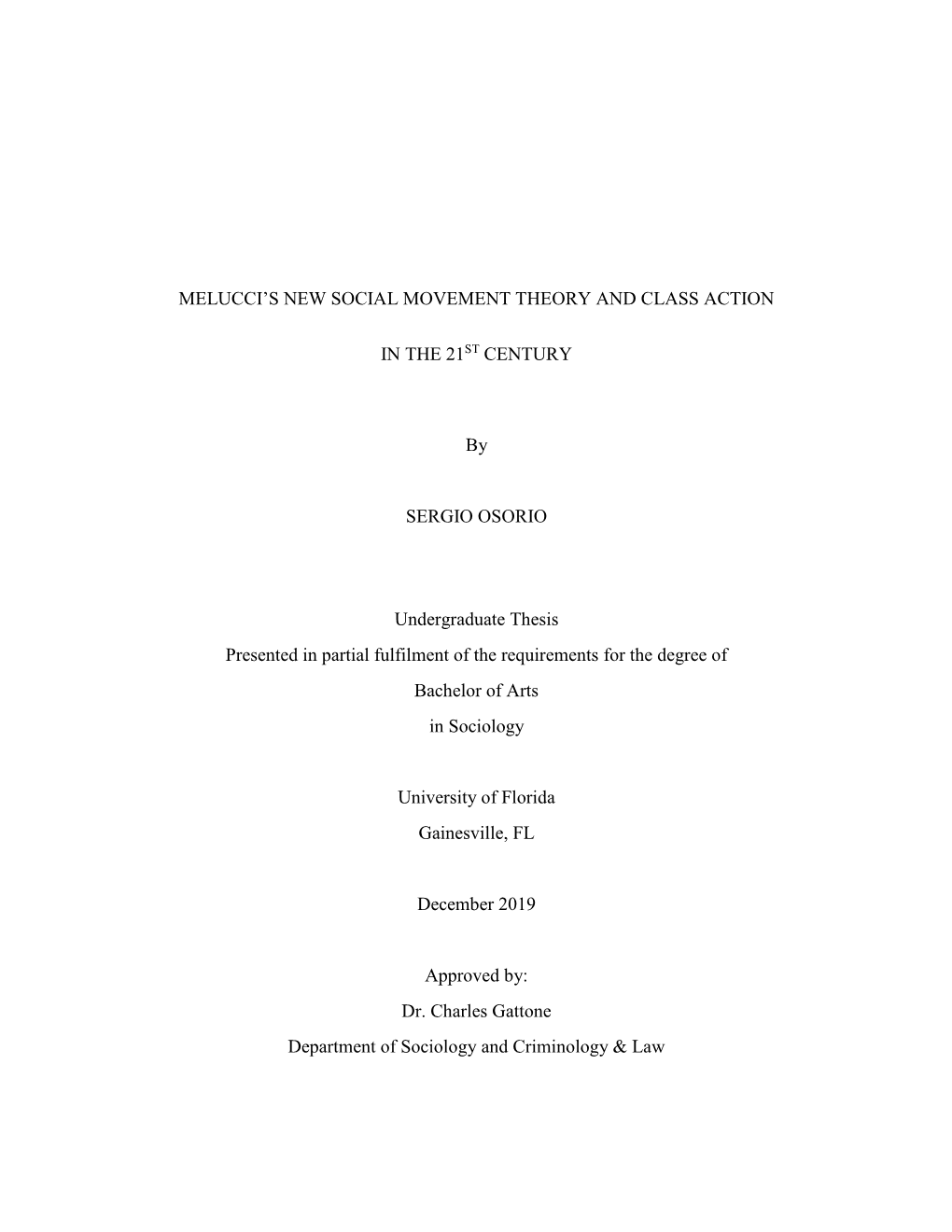 Melucci's New Social Movement Theory and Class