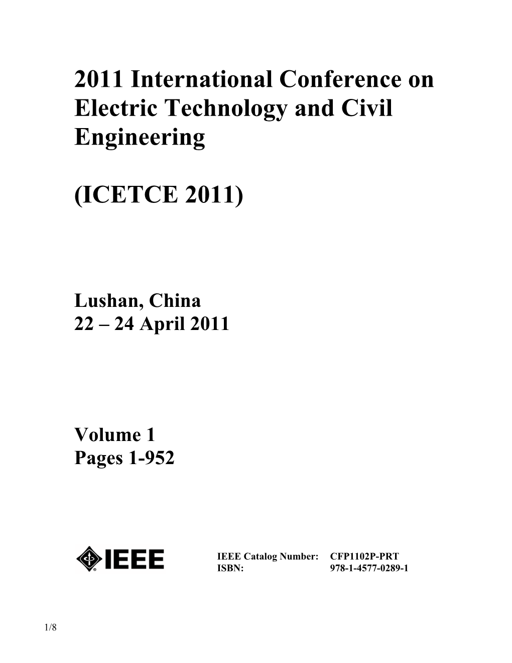 2011 International Conference on Electric Technology and Civil Engineering