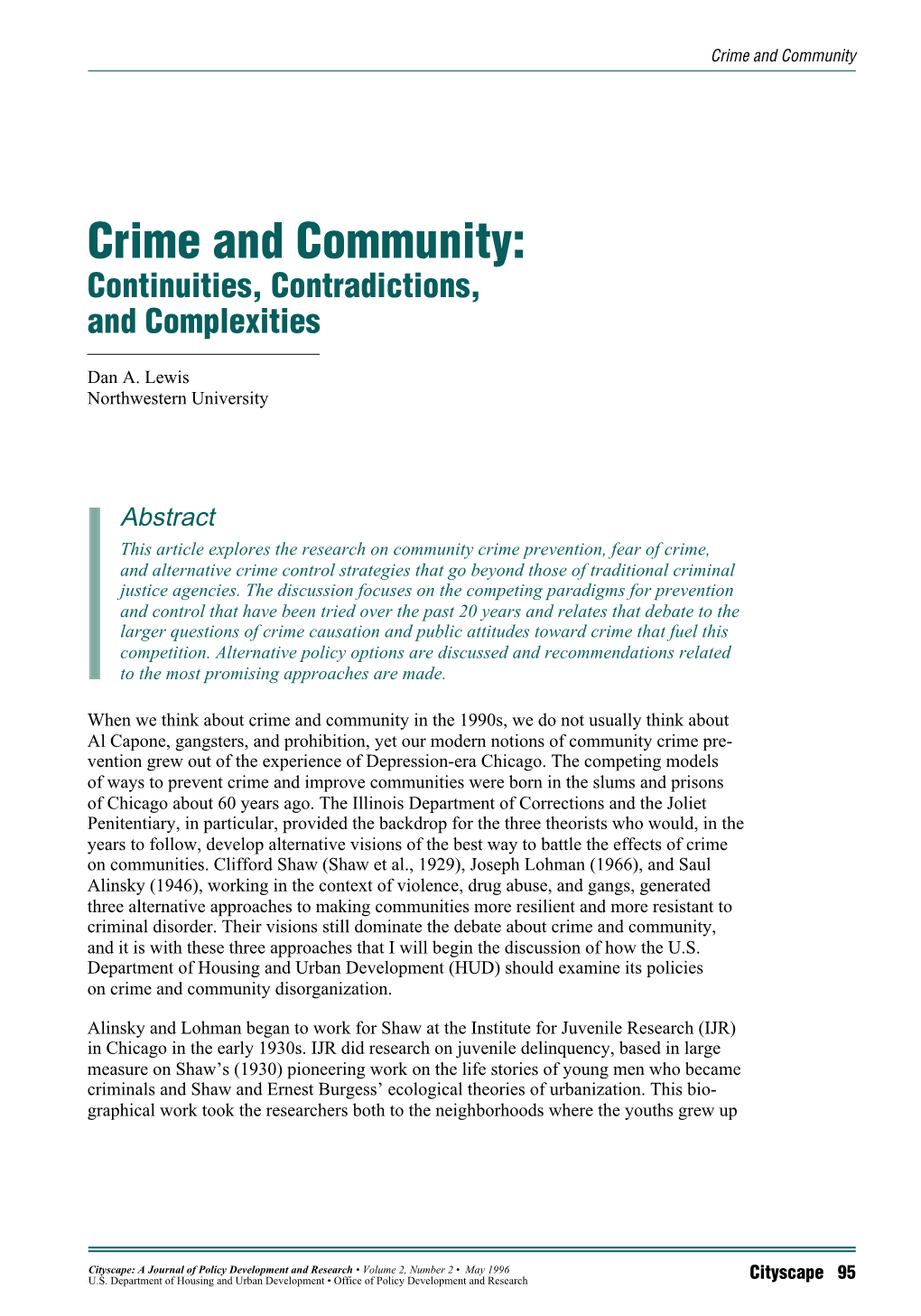 Crime and Community: Continuities, Contradictions, and Complexities