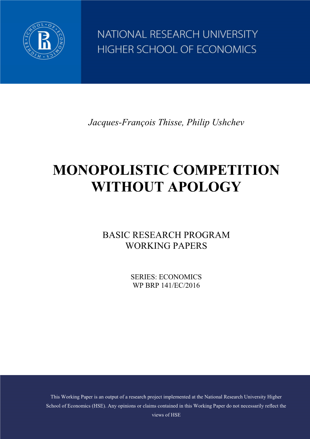 Monopolistic Competition Without Apology