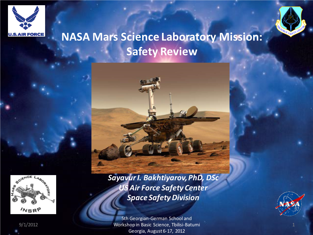 NASA Mars Science Laboratory Mission: Safety Review