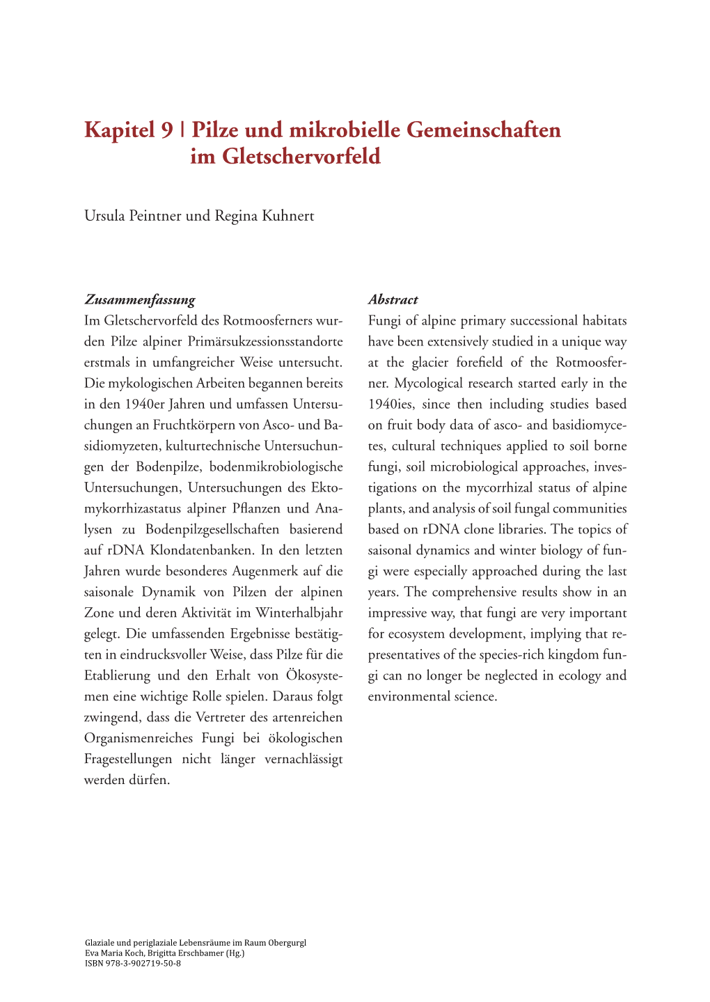 Kapitel 9 | Pilze Und Mikrobielle Gemeinschaften Im Gletschervorfeld