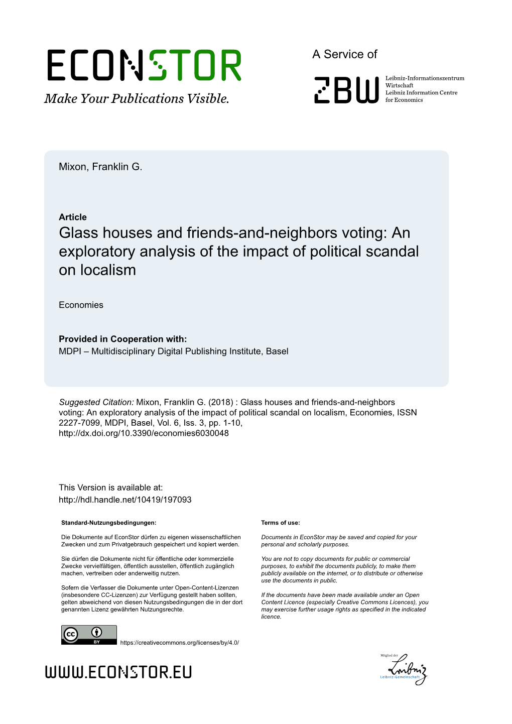 Glass Houses and Friends-And-Neighbors Voting: an Exploratory Analysis of the Impact of Political Scandal on Localism