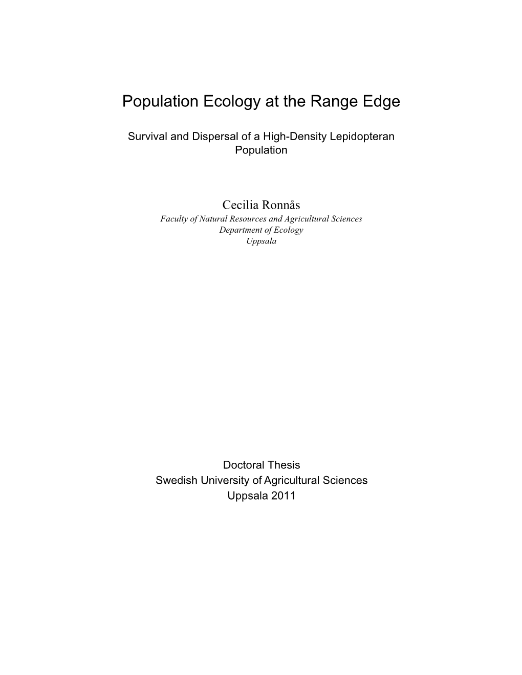Population Ecology at the Range Edge