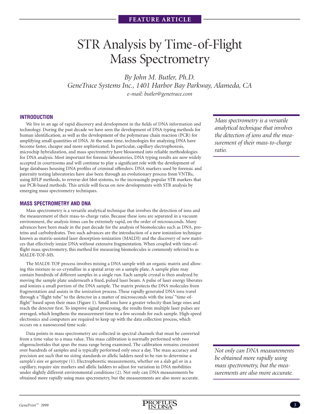 STR Analysis by Time-Of-Flight Mass Spectrometry