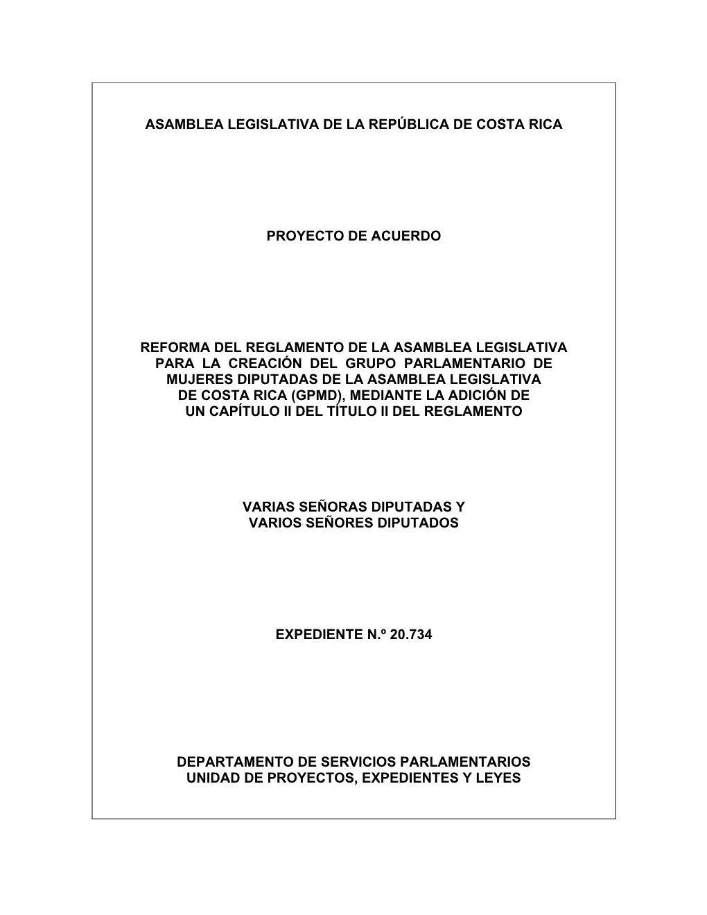 Asamblea Legislativa De La República De Costa Rica