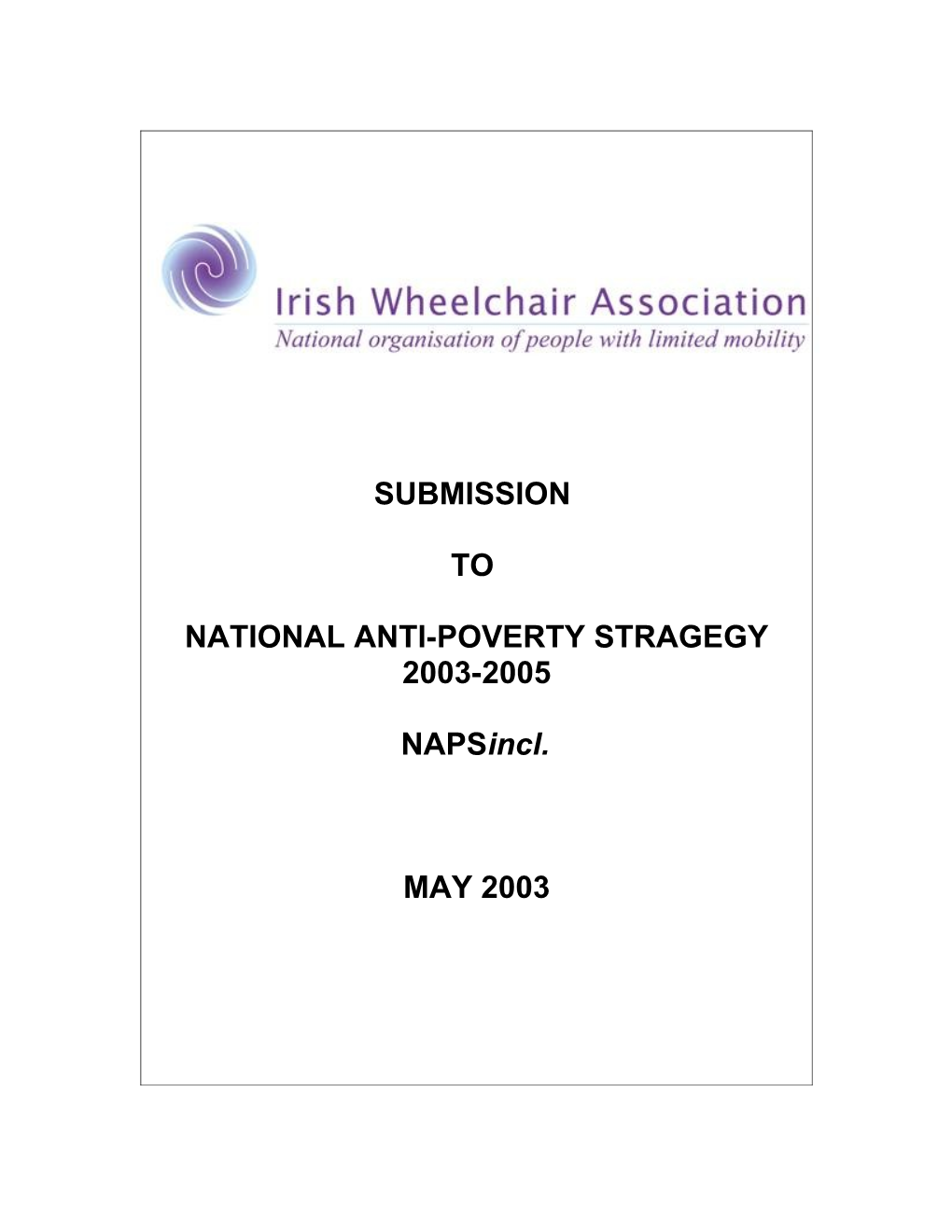 National Anti-Poverty Stragegy 2003-2005