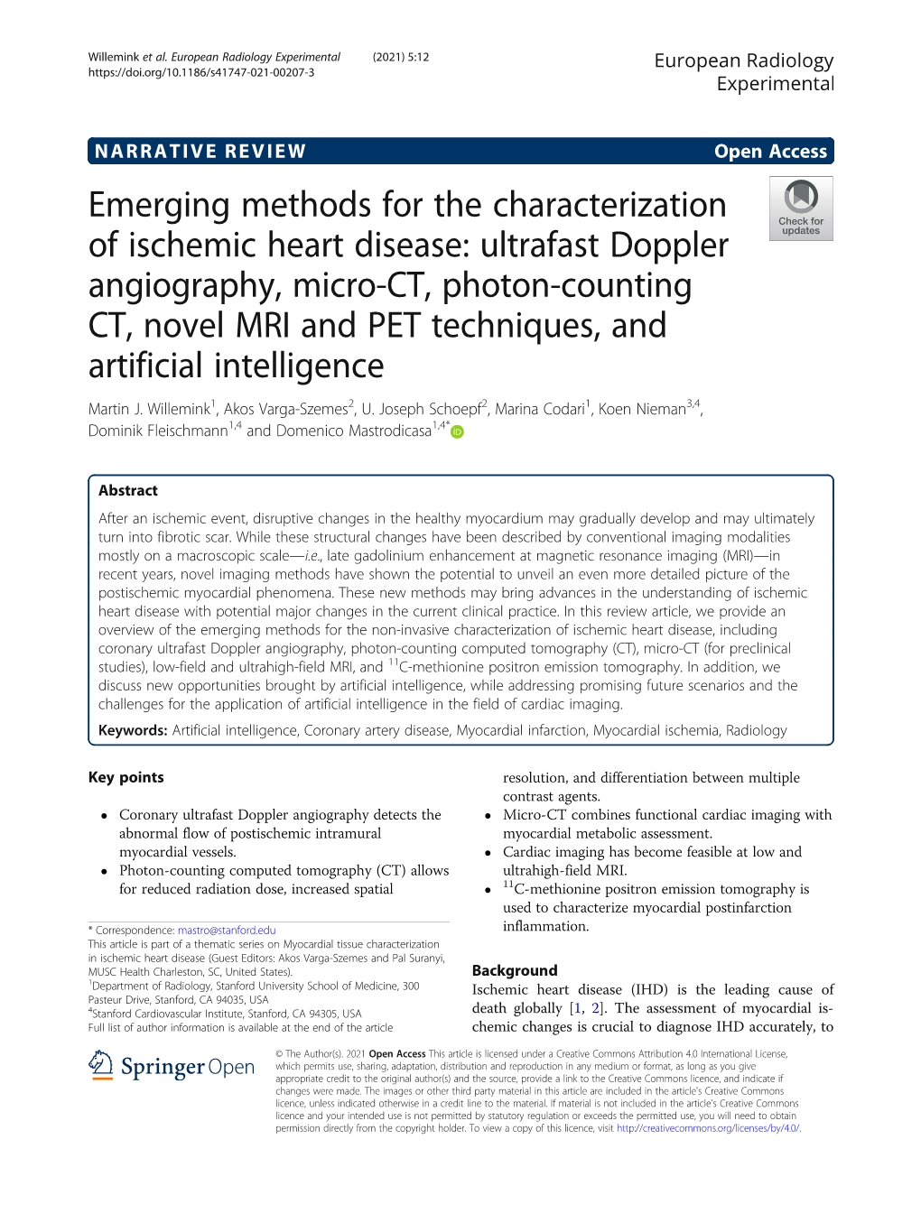 Ultrafast Doppler Angiography, Micro-CT, Photon-Counting CT, Novel MRI and PET Techniques, and Artificial Intelligence Martin J