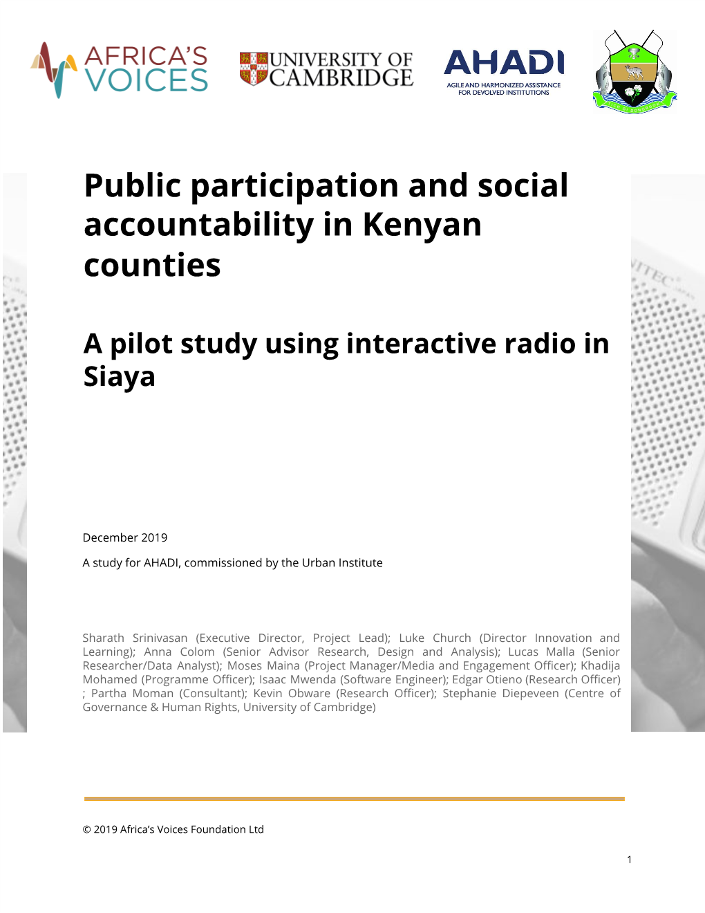 Public Participation and Social Accountability in Kenyan Counties