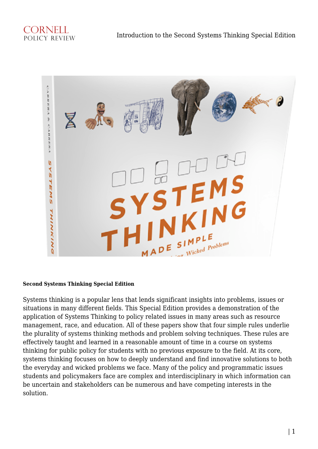 Introduction to the Second Systems Thinking Special Edition