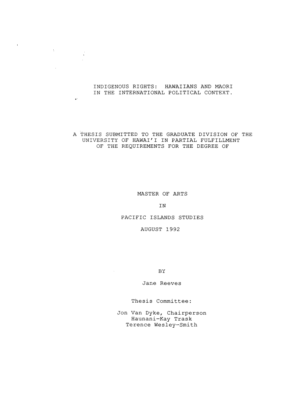 Indigenous Rights: Hawaiians and Maori in the International Political Context