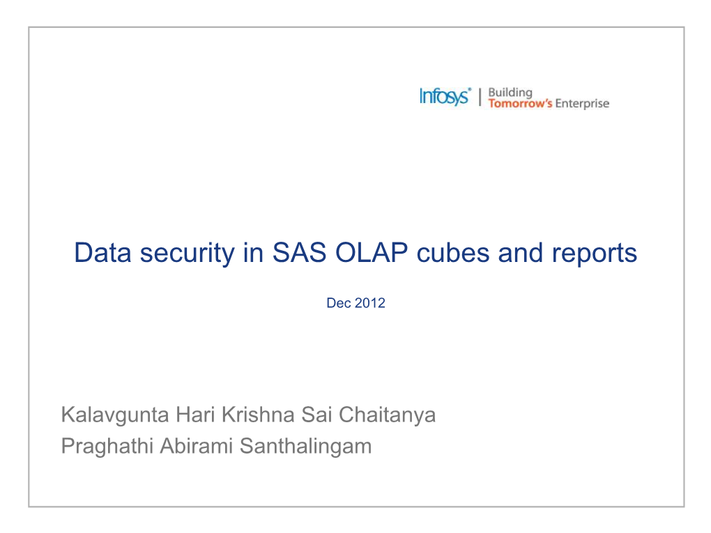 Data Security in OLAP Cubes and Reports