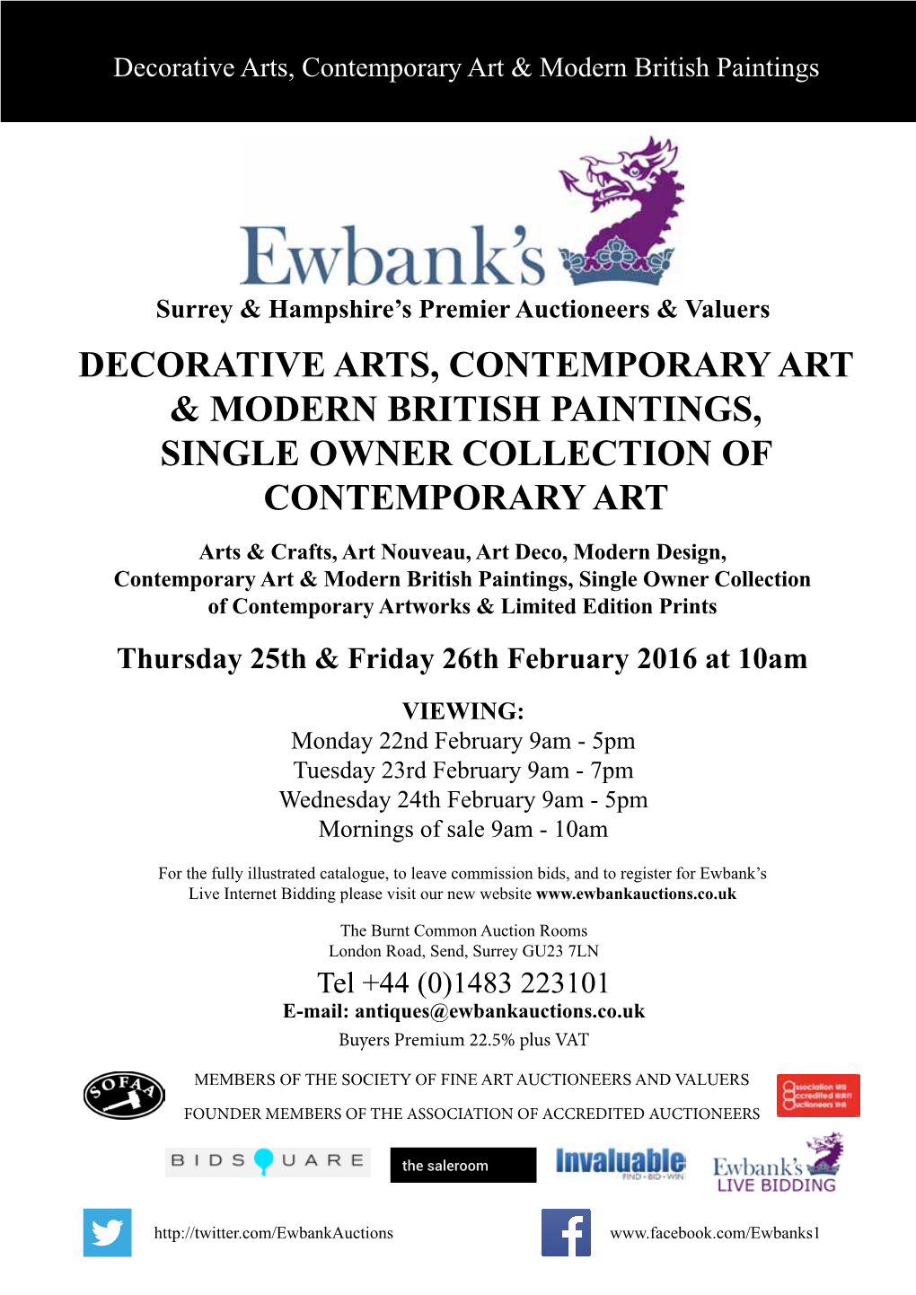 Decorative Arts, Contemporary Art & Modern British Paintings, Single