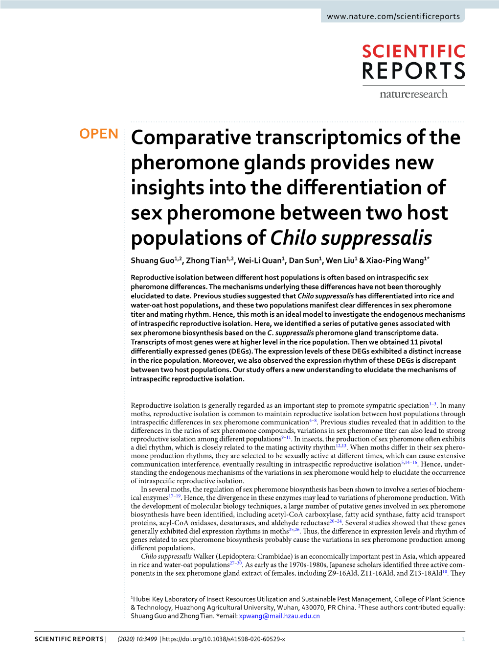 Comparative Transcriptomics of the Pheromone Glands Provides New
